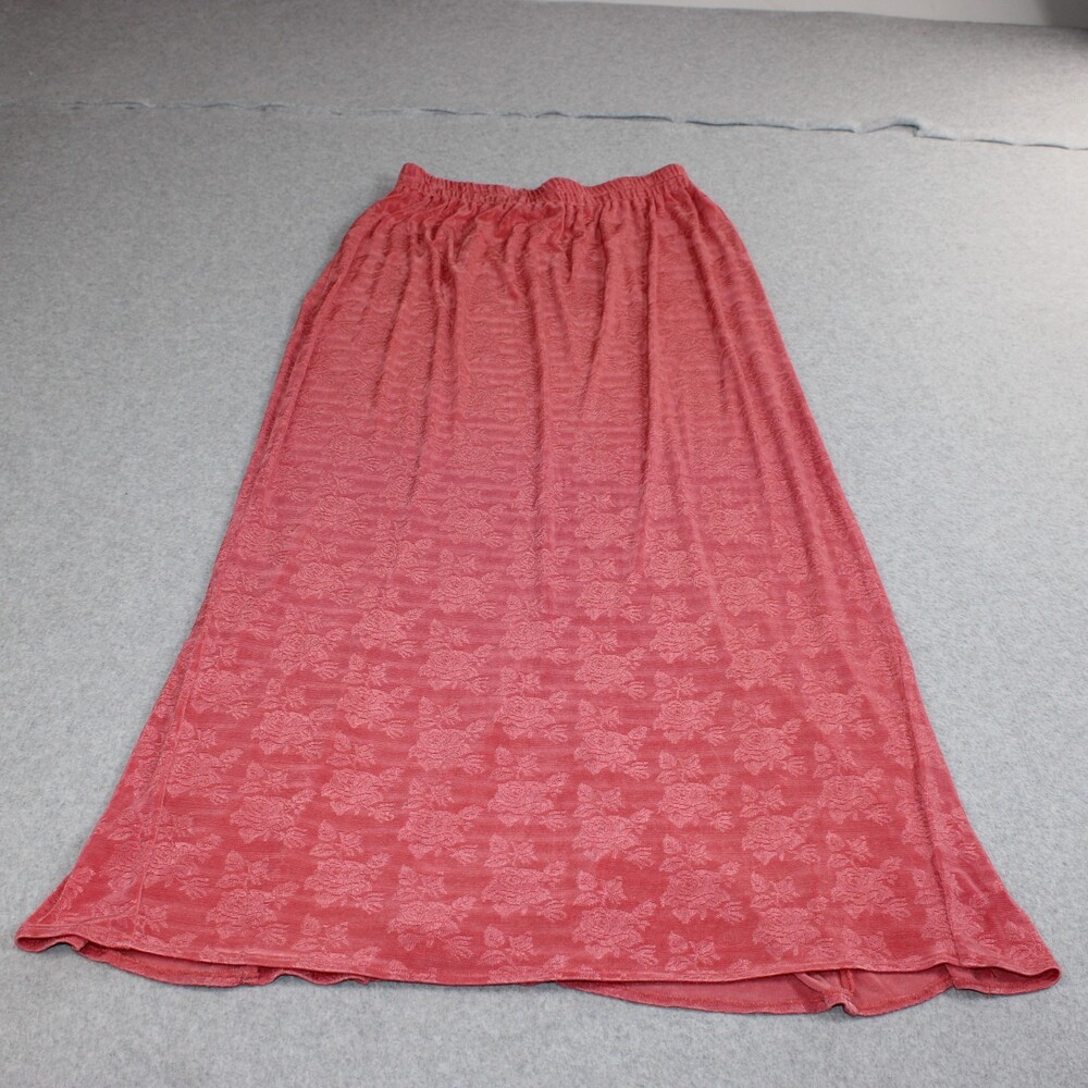 Vintage Clarissa Cassandra Skirt Women Medium Pink Slinky Maxi Stretch 90s Y2K
